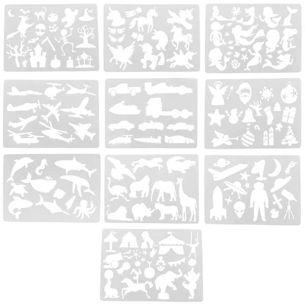 Animals, Vehicles, Circus, Unicorns - Set of 10 Stencils