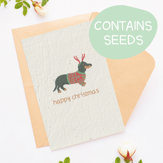 Plantable Christmas Dachshund Card