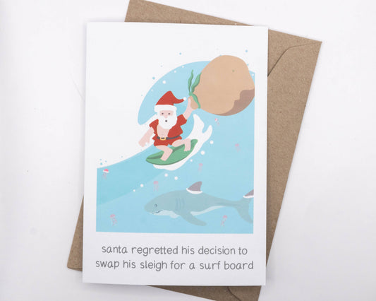 Christmas Surfing Santa Card