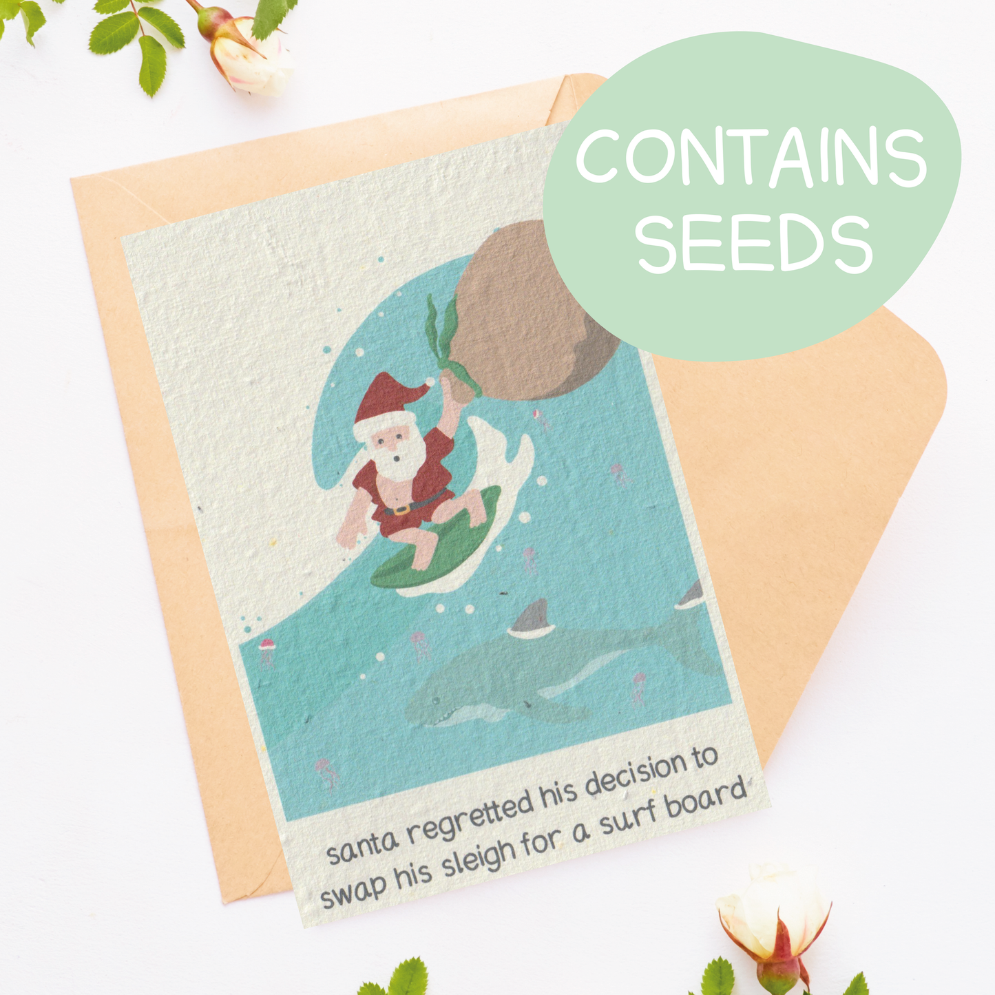 Plantable Christmas 'Surfing Santa' Card