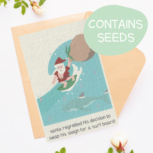 Plantable Christmas 'Surfing Santa' Card